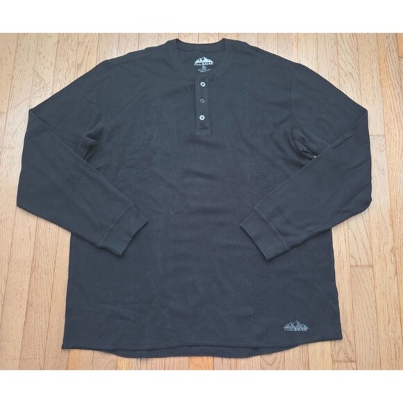 Eddie Bauer Mens Waffle Knit Thermal Henley Thick Base Layer Size 2XL Tall Black - Picture 1 of 7